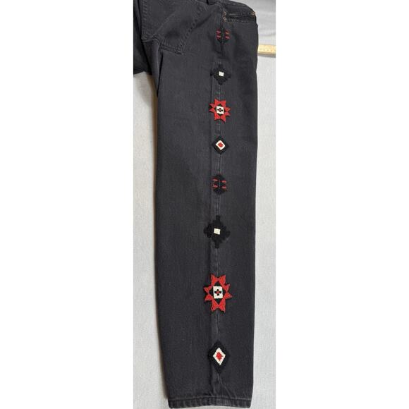 Polo Ralph Lauren Beaded Southwestern Avery Boyfriend Jeans Black 32R Aztec Boho - Picture 15 of 16